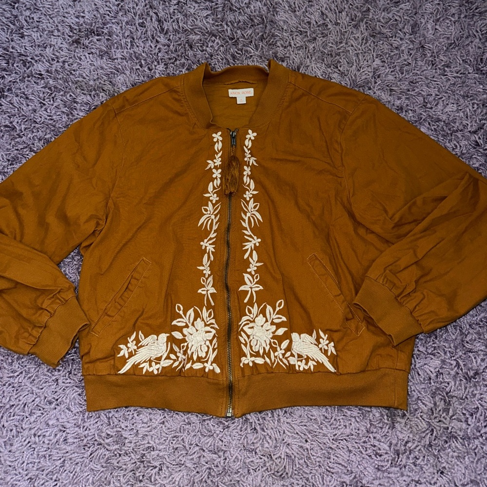 Knox Rose Embroidered Zip-Up Jacket – Boho Chic Style!